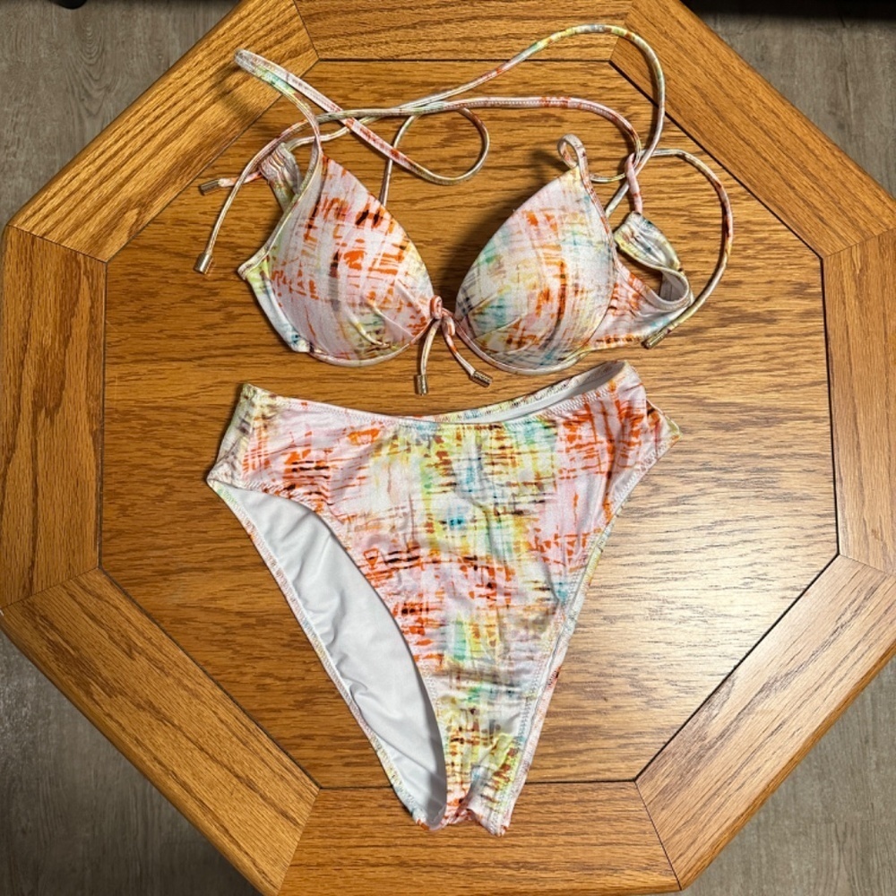 *VICTORIA'S SECRET* 2-Pc Multicolor Tie-Dye Pattern Bikini Swim Size Small